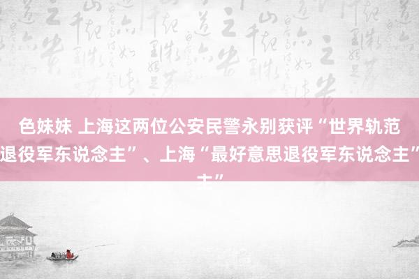 色妹妹 上海这两位公安民警永别获评“世界轨范退役军东说念主”、上海“最好意思退役军东说念主”