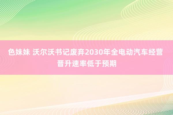 色妹妹 沃尔沃书记废弃2030年全电动汽车经营 晋升速率低于预期