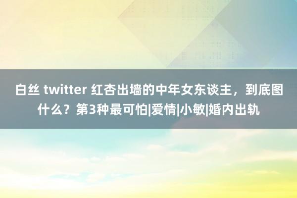 白丝 twitter 红杏出墙的中年女东谈主，到底图什么？第3种最可怕|爱情|小敏|婚内出轨