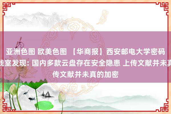 亚洲色图 欧美色图 【华商报】西安邮电大学密码技艺实践室发现: 国内多款云盘存在安全隐患 上传文献并未真的加密